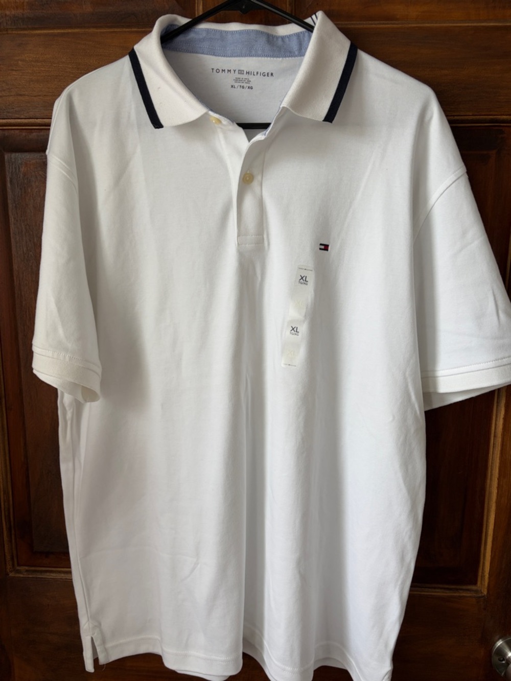 Tommy Hilfiger White Polo with Navy Contrast Trim